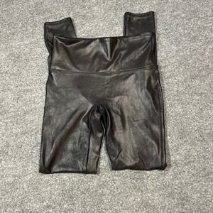 SPANX Faux Leather Leggings Black High Waisted Womens Pants M Biker Grunge Rock